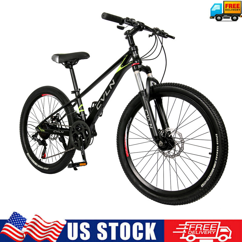 24-inch 21-Speed Mountain Bike Magnesium Alloy Frame,Whole Body Paint Black