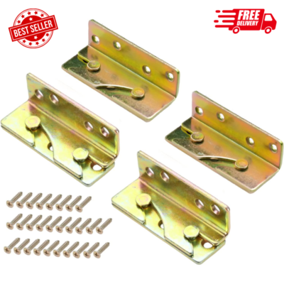 Bed Rail Brackets Bed Frame Hardware Set of 4 Wooden Bed Brackets with Screws