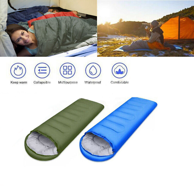 4 SEASON SINGLE SLEEPING BAGS CAMPING RECTANGULAR ENVELOPE ZIP UP KIDS ADULT