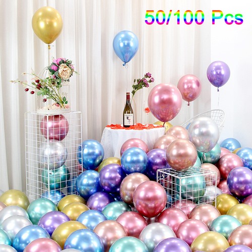 100 Stück Luftballons Folien Metallic Luftballon Geburtstag Hochzeit Party Deko
