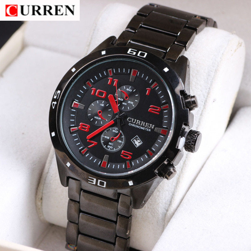 Orologio Polso Curren 8021 Uomo Analogico Quarzo Datario Nero Quad Nero Ross lac