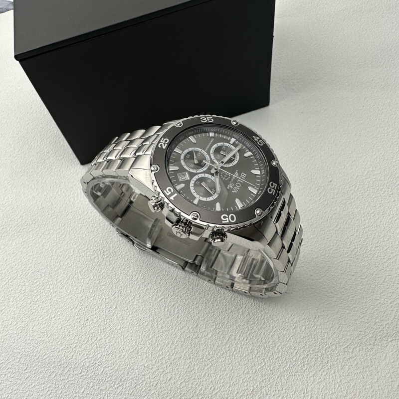 Pre-owned Bulova Marine Star/98b401 Chronograph Grey Dial 41.5mm Quartz Men's-watch