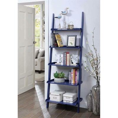 Convenience Concepts American Heritage Bookshelf Ladder in Blue Wood Finish