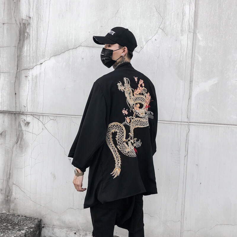 men-women-kimono-jacket-yukata-tops-chinese-dragon-embroidery-coat-summer