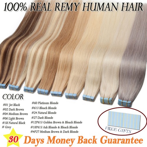 CLEARANCE Tape In Remy Human Hair Extensions Skin Weft Full Head US Stock 80PCS