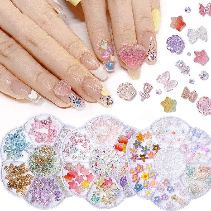 3d Nail Rhinestone Crystal Aurora Bear Beauty Bow Tie Gems Jewelry Manicure Cute