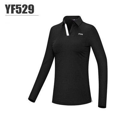 PGM Elastic Women Golf Tops Split Long Sleeve Shirts V Collar Slim Soft T-Shirts