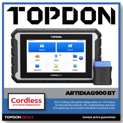 2024 Value TOPDON AD900BT OBD2 Auto Scanner Diagnostic Tool ECU Coding 28+ Reset