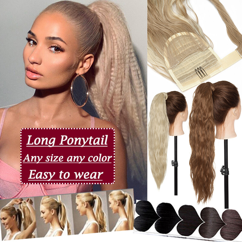 Hair Piece Wrap On Tape In Ponytail Extension Natural As Human