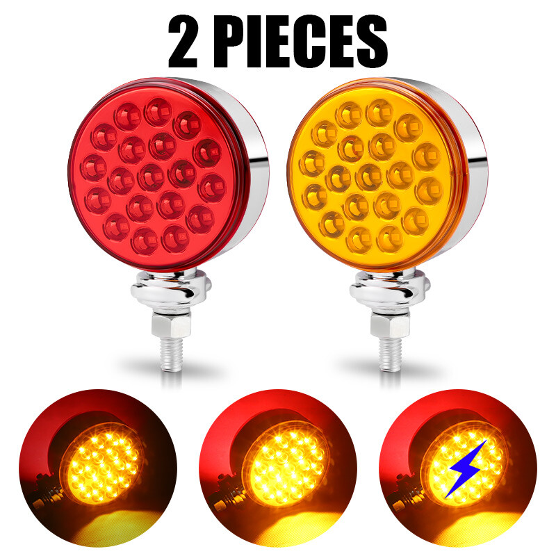 2X LED Pedestal Fender Light Truck RV Double Face Turn Signal Brake
