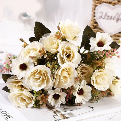 Artificial Silk Fake Flowers Bunch Bouquet Wedding Home Party Decor