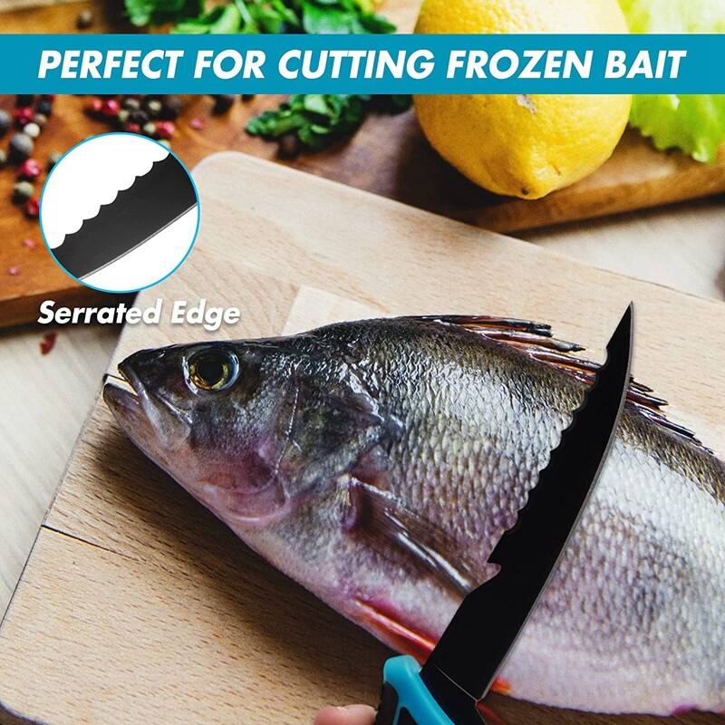 FLISSA 5" Fillet Knife Bait Knife Non-Slip Handle Lanyard Hole Belt Clip Sheath