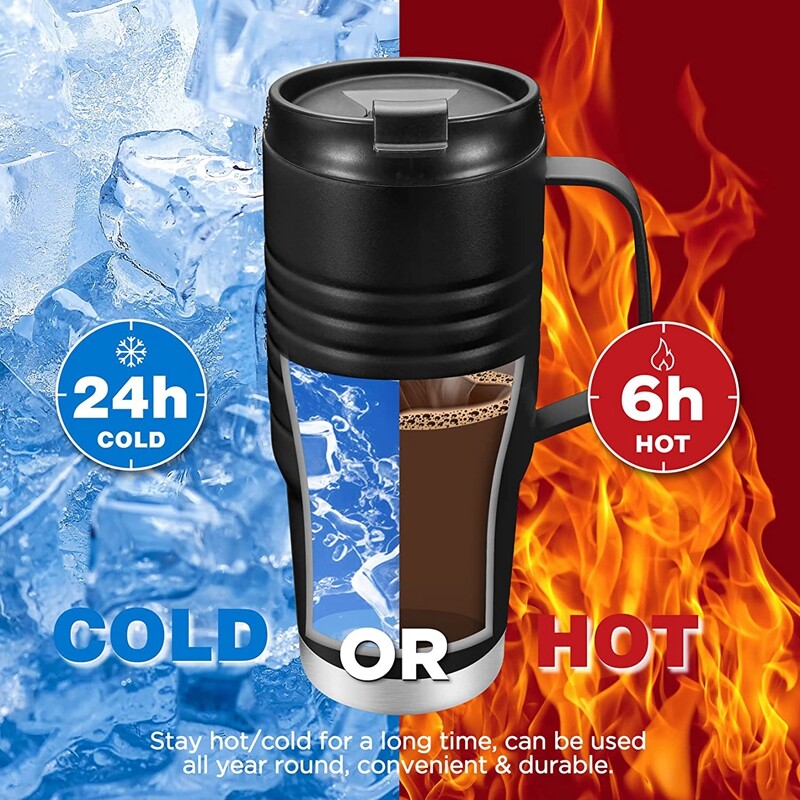 HAUSHOF 24 oz Vacuum Insulated Travel Mug Cola Travel Mug Double Wall Travel Mug