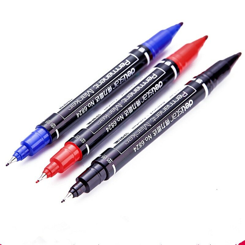 Waterproof Ink Thin Nib+Crude Black Portable Fine Color Permanent Marker Pen