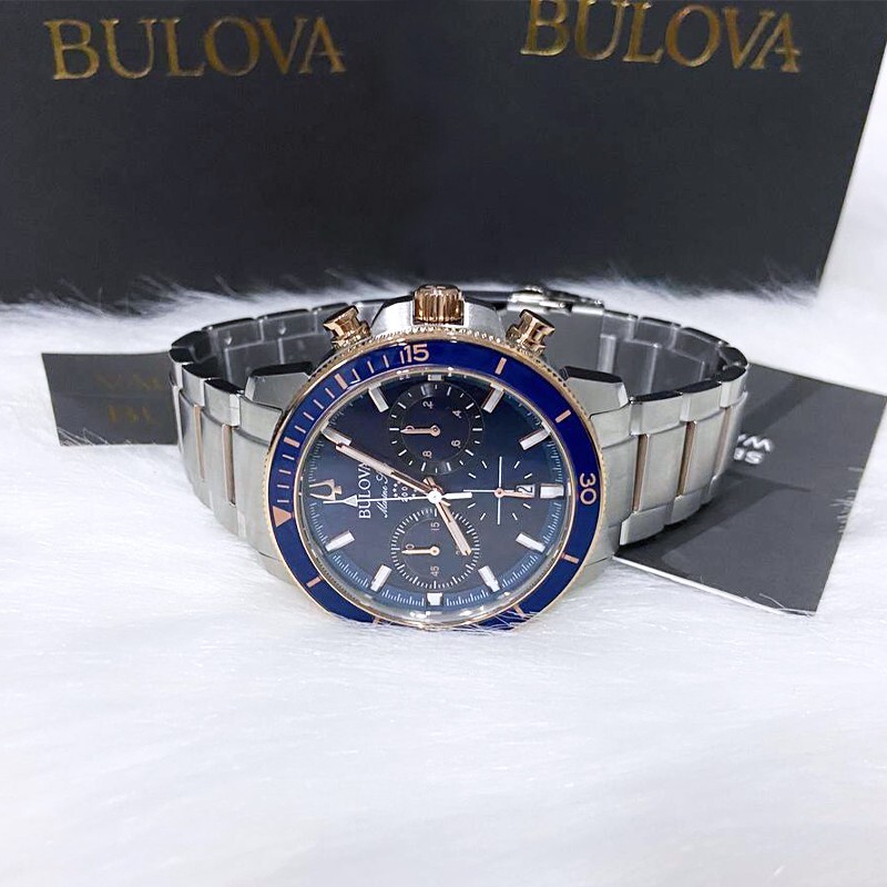 Pre-owned Bulova Series C Blue Dial Marine Star Men 98b301 Chronograph Watch (45mm)