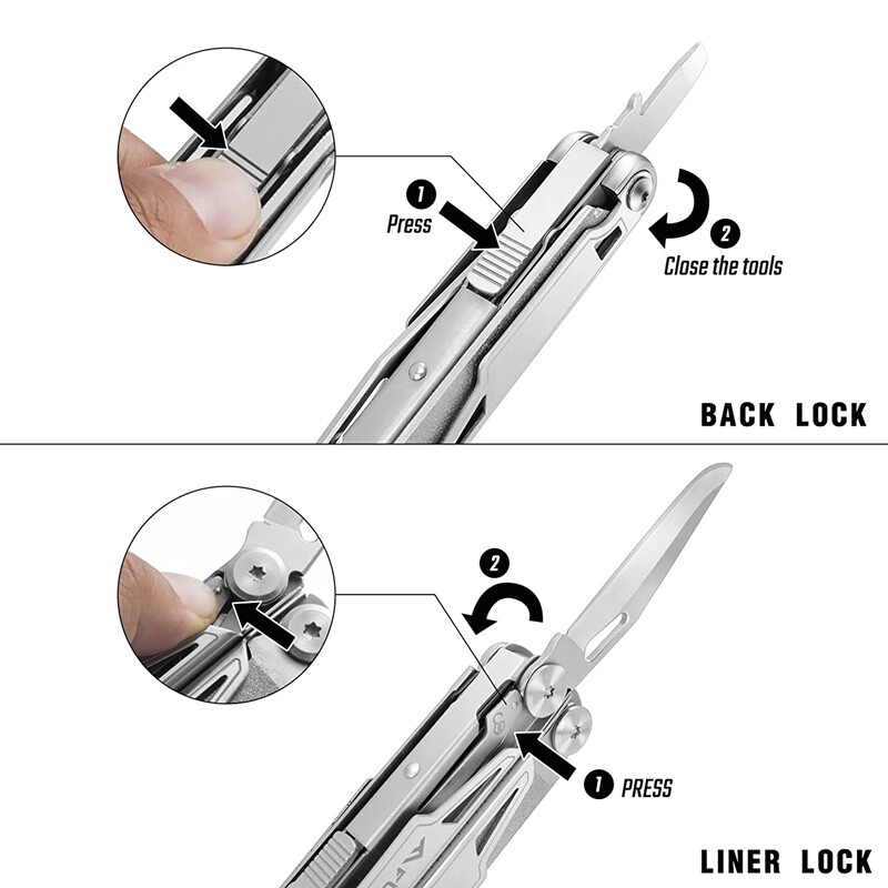 Flissa 16 In 1 Multi Tool Pliers Portable Survival Outdoor Compact Folding Knife