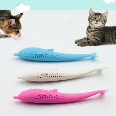 Cat Toothbrush With Catnip Pet Eco-Friendly Silicone Molar Stick Teeth Chew Toy