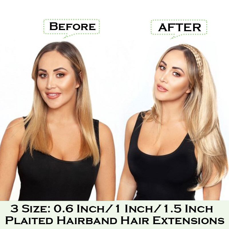 AM Chunky Twist Hair Plaited Plait Elastic Headband Hairband Synthetic Hairpiece