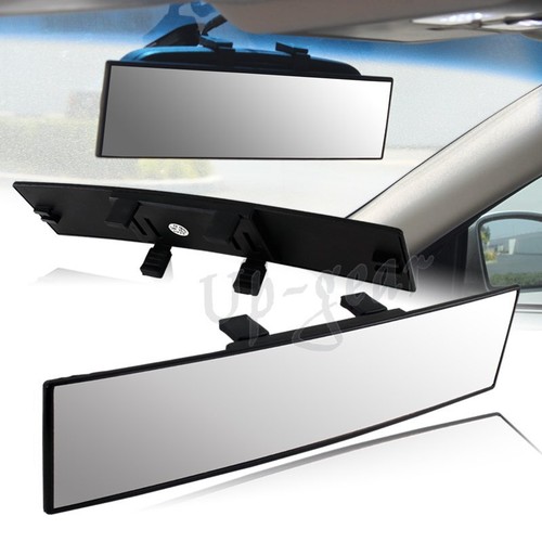 300mm Wide Convex Clip-On Panoramic Rear View Mirror - Universal Fit, Black Border, JDM Style 11 thumbnail image