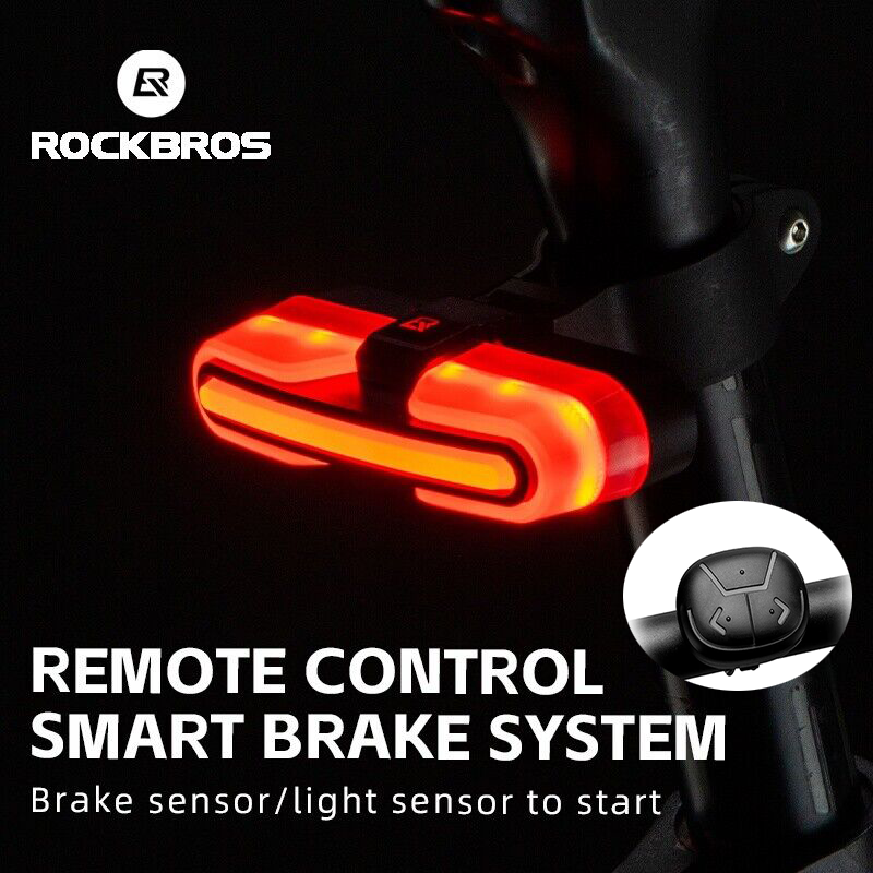 ROCKBROS MTB Cycling Samrt Warning Light Seat Rear Taillight Portable Safety USB
