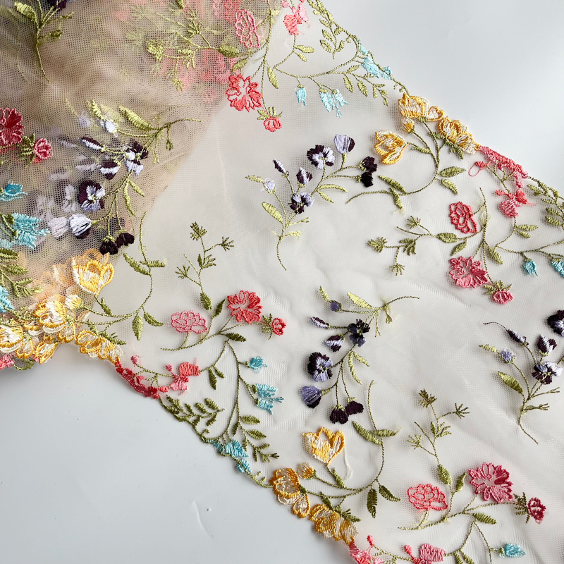 Spitze Bestickter Zierband Mesh Stoff Rand Floral Für Hochzeitskleid DIY