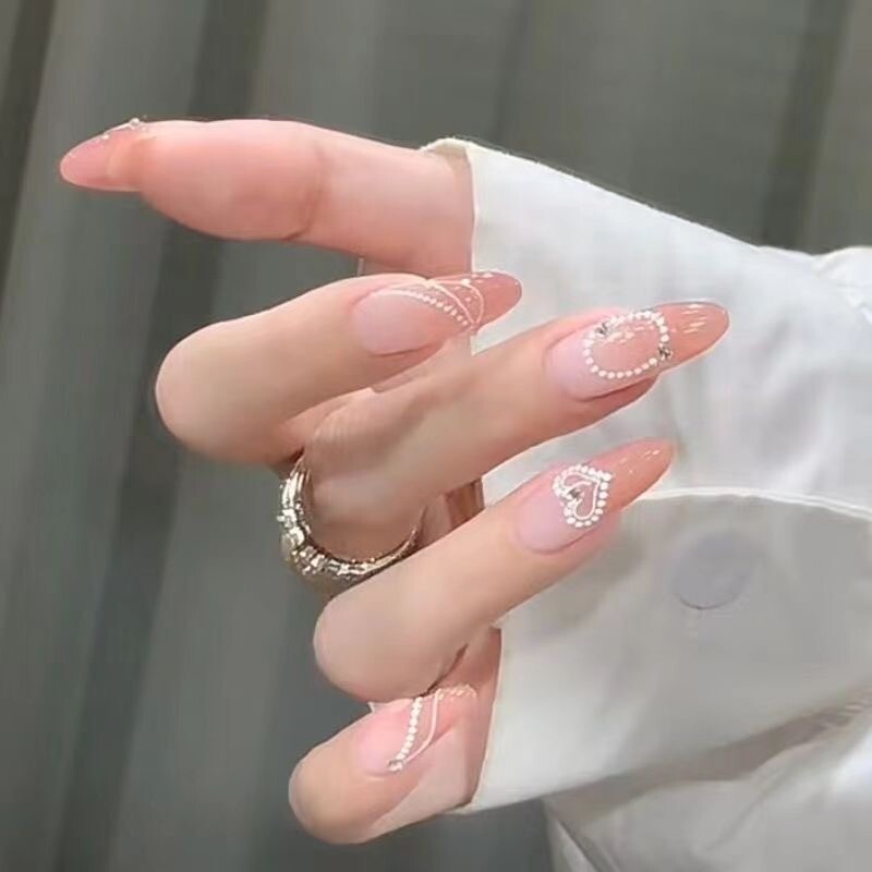 3D Nail Art Perlen Kette Strass Aufkleber Transfer Geprägte Glitzer Dekoration