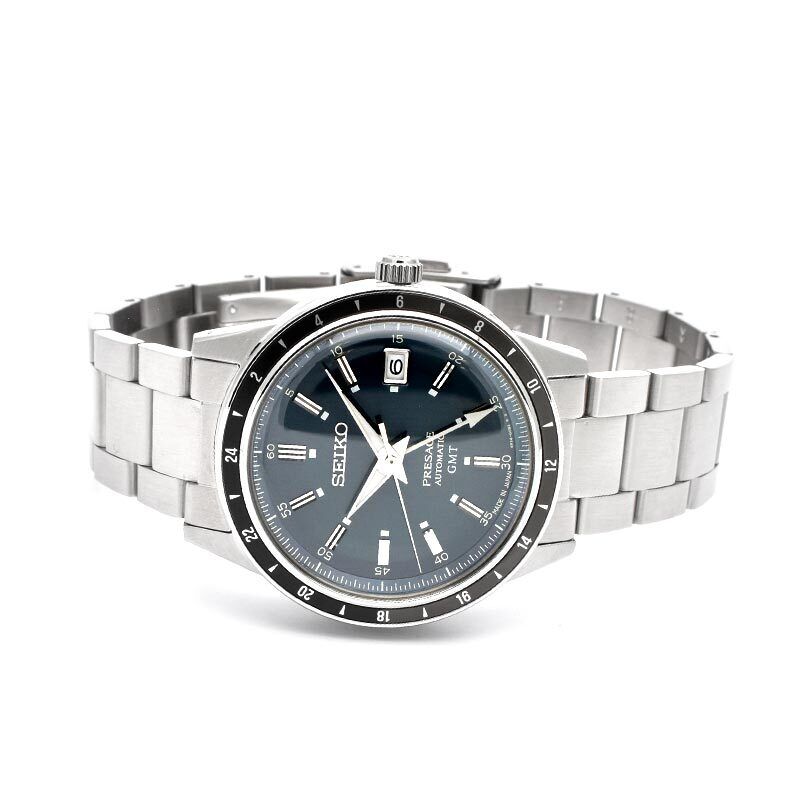 Pre-owned Seiko Presage Sary229 Gmt Automatic Vintage Style 60's Watch 40.8mm