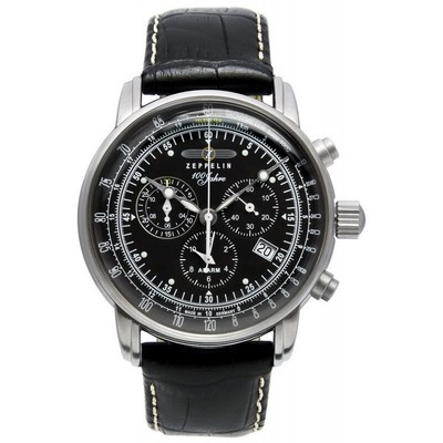 Pre-owned Zeppelin 100 Years 7680-2 Quartz Watch Swiss Ronda Movement 50m Wr Black Dial