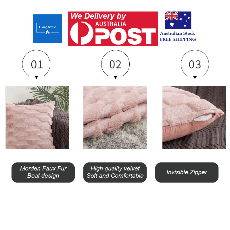 Cushion Cover Trapezoid Tufted Faux Fur Decorative Pillow Case for Sofa Bed 45cm - Picture 2 of 6