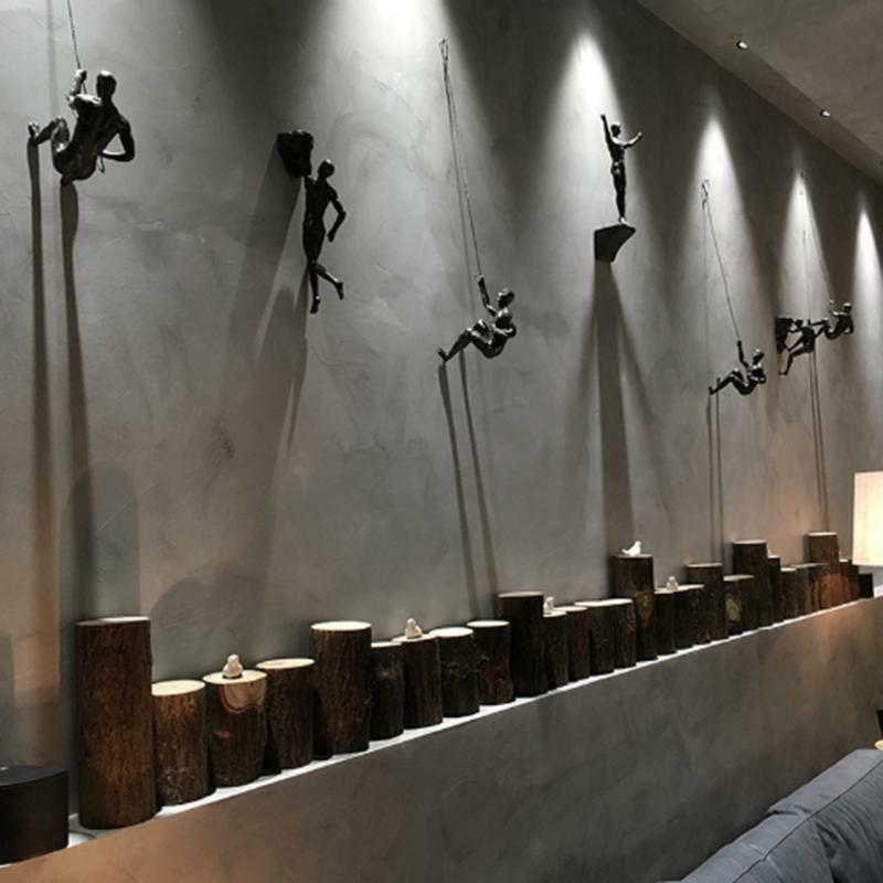 Rock Climbing Men Sculpture Wall Hanging Decorations Resin Statue Figurine Craft