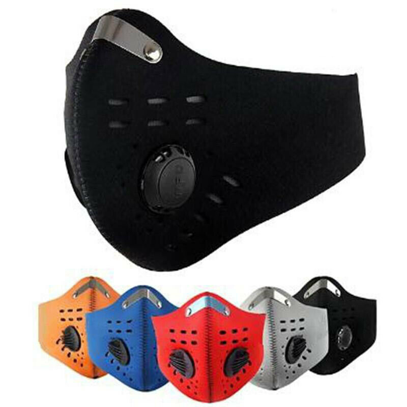 Sport Cycling Face Mask With Active Carbon Filter Breathing Valves Washable