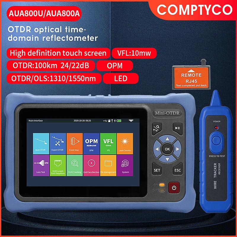AUA800U/800A 100KM OTDR 24/22dB Touch Screen Optical Time Domain Reflectometer F