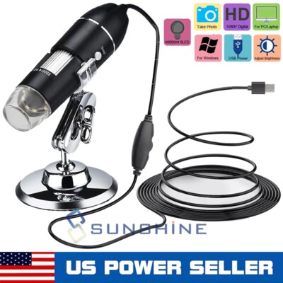 Digital 8LED Endoscope 1000X 1600X WIFI/USB Microscope Magnifier Camera + Stand
