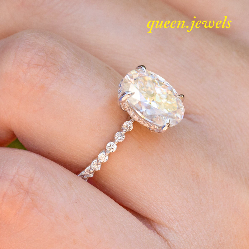 2.54CT Lab-Created Oval Cut Diamond Hidden Halo Wedding Ring 14K White Gold Over - Picture 4 of 7