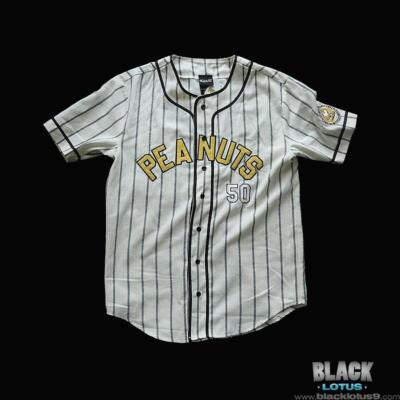 NEW Peanuts Snoopy Pinstripe Baseball Jersey size Large 50