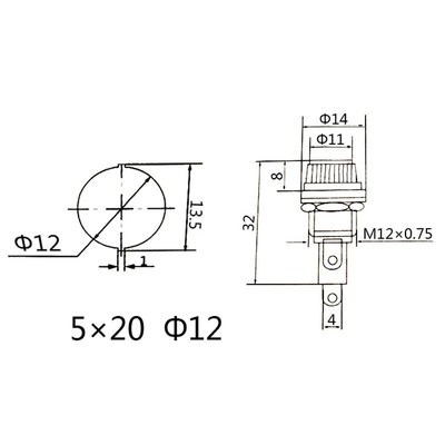 5x Glass Fuse Holder Panel Bolt-On Screw Cap Black Auto Car/Boat 10A 250V 5x20mm