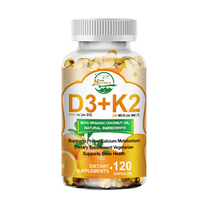 Vitamin K2 MK7 200mcg D3 5000IU Supplement，120 Capsules, Immune Support Wellness
