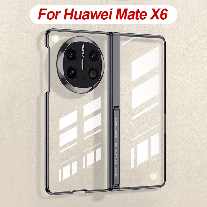 Magnetic Hinge Stand Clear Case for Huawei Mate X6 X5 Outer Screen Glass Luxury