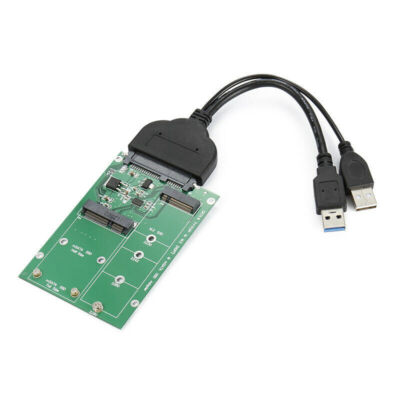Mini PCI- E 2 Lane M.2 NGFF & mSATA to USB 3.0 to SATA 22pin 2.5'' HD SSD Adapter