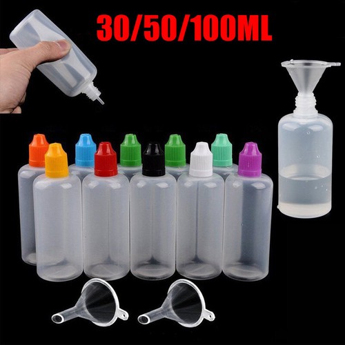 10x Liquidflaschen 30/50/100ml E-Zigarette Dropper Bottle Tropfflaschen+Trichter