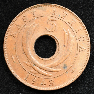 East Africa 5 Cents 1943, Coin, Inv#E108