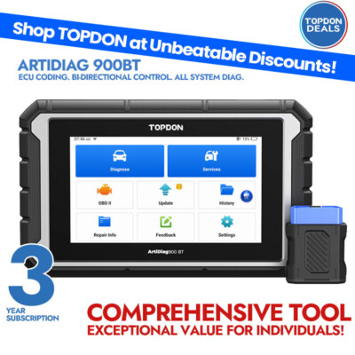 2025 TOPDON AD900 BT All System Car ECU Diagnostic Tool Bidirectional ECU Coding