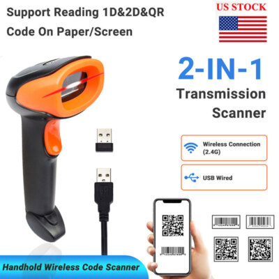 Handhold Wireless Barcode Scanner USB Laser QR Code Reader for Store Warehouse