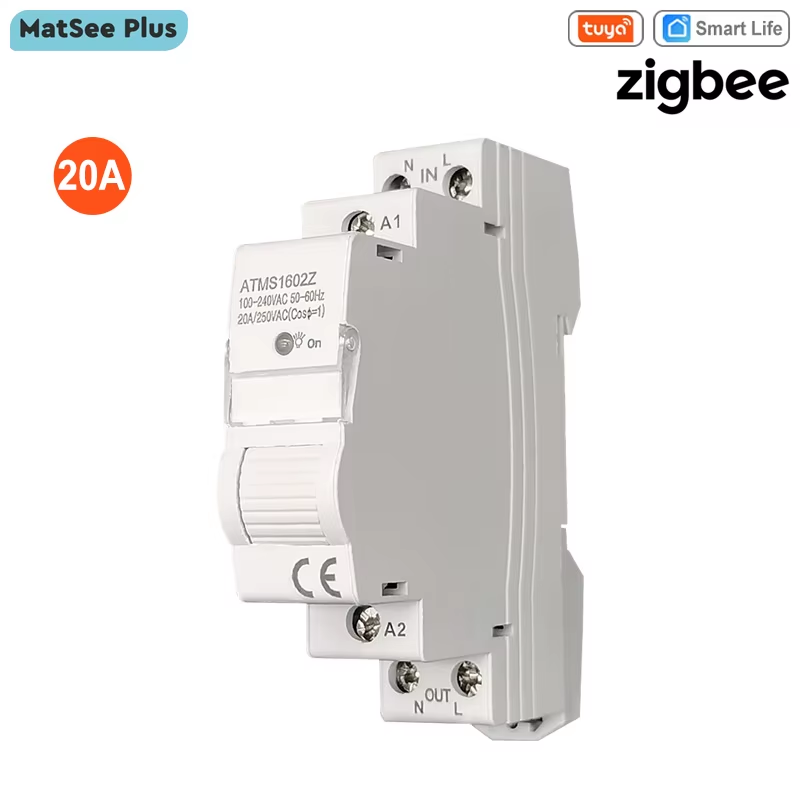 Tuya Smart Life ZigBee 20A Switch and Timer Power Monitor Energy Meter Remote Co