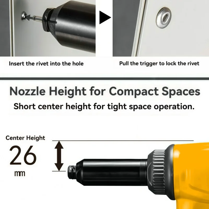 Electric Industrial Rivet Gun 30mm Long Stroke Brushless Cordless power tool For