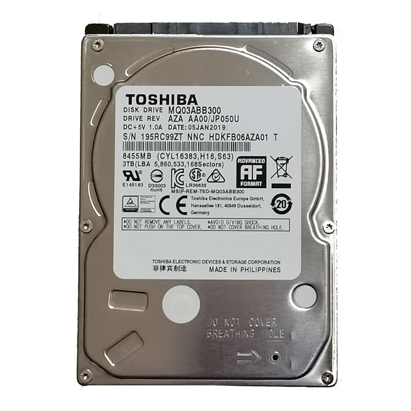 東芝 TOSHIBA MQ03ABB300（2.5 HDD 15mm厚 3TB） Toshiba 3TB MQ03ABB300 5400RPM 16MB SATA 2.5