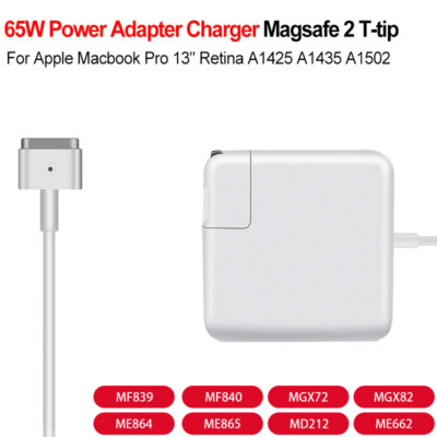 60W T-tip Magsafe 2 Power Adapter Charger For Apple MacBook Pro 13'' 2012-2015