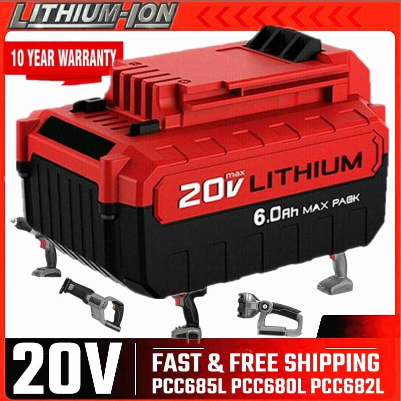 New 6.0Ah 20 Volt Lithium-Ion Battery for PORTER CABLE 20V M