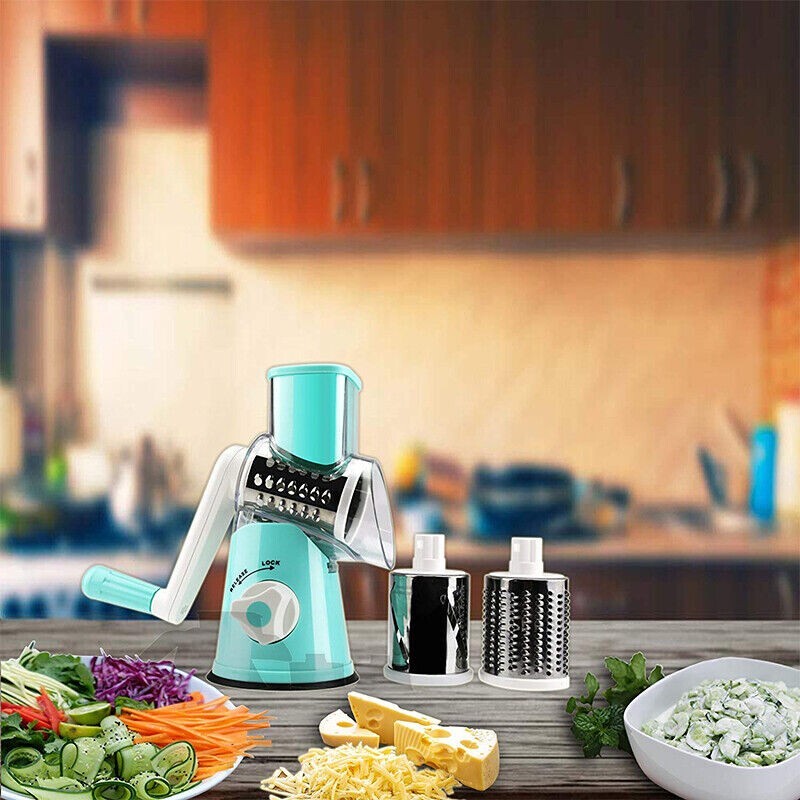 Vegetable Fruit Slicer Cutter Shredder Food Manual Rotary Grater Chopper Kitchen