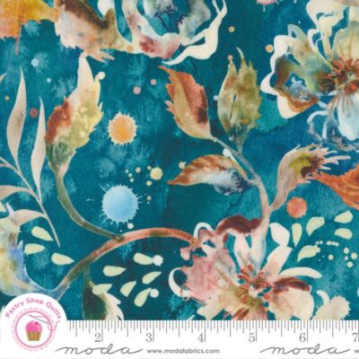 Moda DESERT OASIS 33760 12 Blue Brown Floral CREATE JOY Quilt Fabric WATERCOLOR
